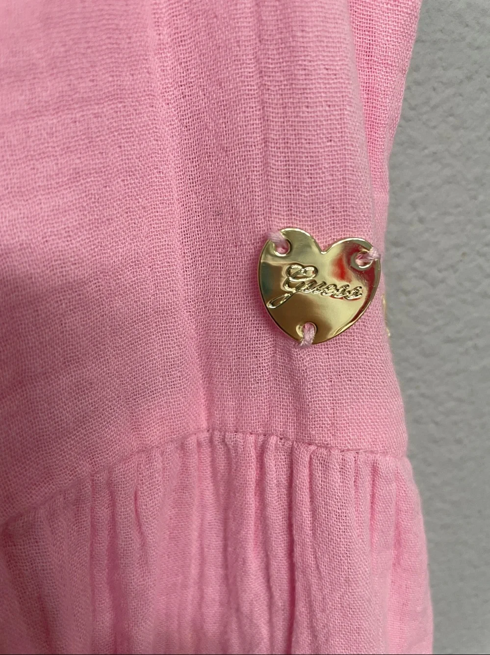 NWT GUESS Kids Pink Bonded Gauze Tiered Dress Size 8